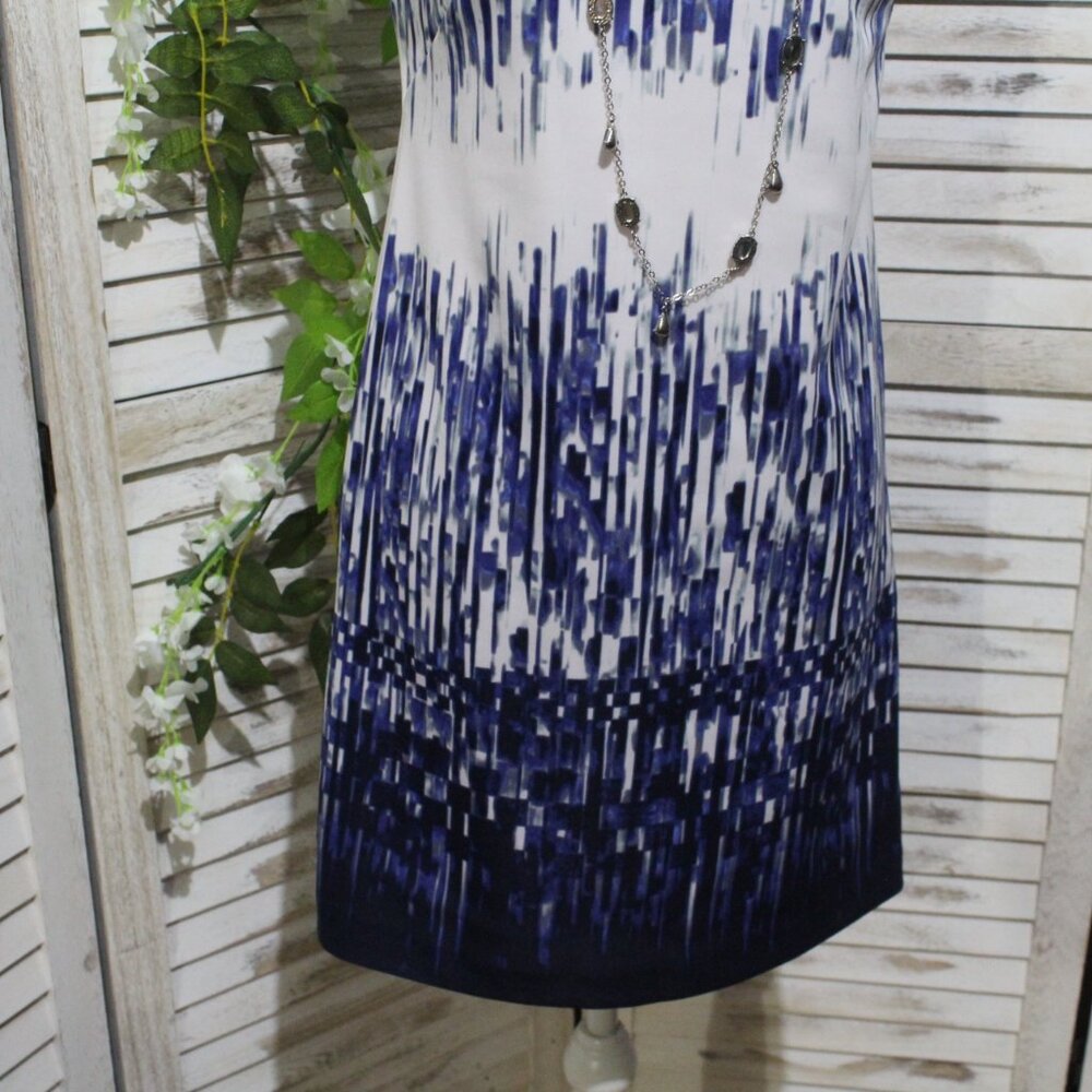 Vince Camuto Blue White Knee Length Sheath Dress (36) - Picture 3 of 16
